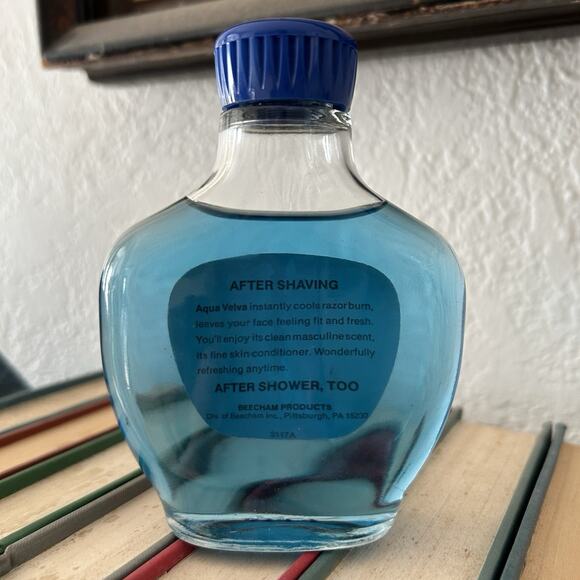Vintage Aqua Velva After Shave Ice Blue Cooling 4 Oz Glass Bottle - Picture 5 of 6